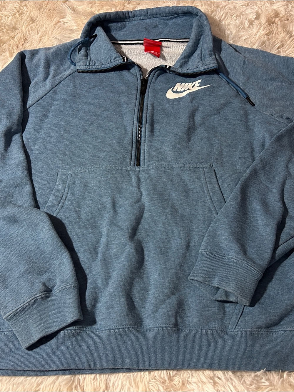 Nike Men’s Half-Zip Sweatshirt - Dusty Blue with White Logo